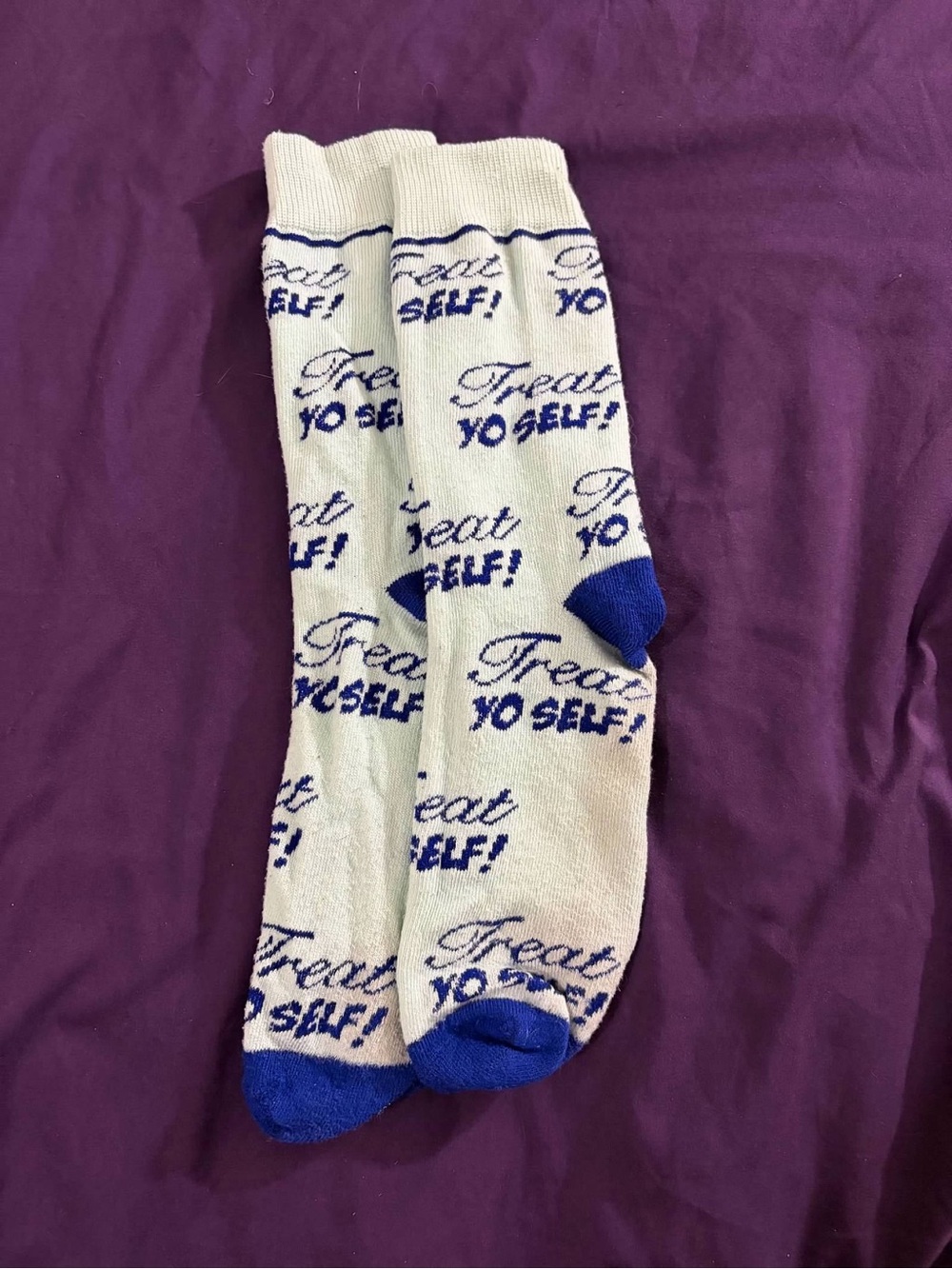 Parks and Recreation Treat Yo Self Crew Socks Parks and Rec Novelty